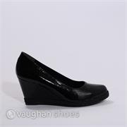 Marco Tozzi Patent Wedge - BLACK PAT