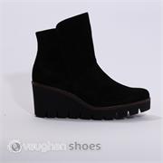 Gabor Ankle Boot With Zip Fastening - Black Suede